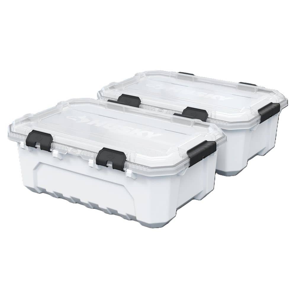 Husky 12 gal. Pro Duty Waterproof White Tote (2-Pack) 271602 - The