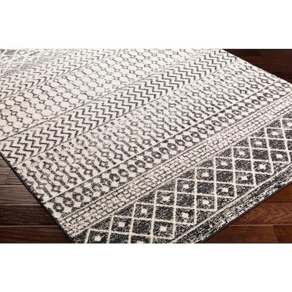 Laurine Black/White 3 ft. x 20 ft. Indoor Runner Rug
