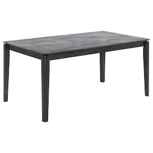 Stevie Grey Faux Marble and Black Stain 63 in. Rectangular 4-Legs dining Table (Seats-6)