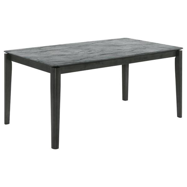 Coaster Stevie Grey Faux Marble and Black Stain 63 in. Rectangular 4-Legs dining Table (Seats-6)