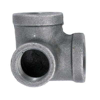 3/8 in. Black Malleable Iron FPT x FPT x FPT 90-Degree Side Outlet Elbow Fitting