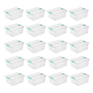 24 lbs. Plastic Deep Storage Container Bin with Latching Lid in Clear, 20-Pack