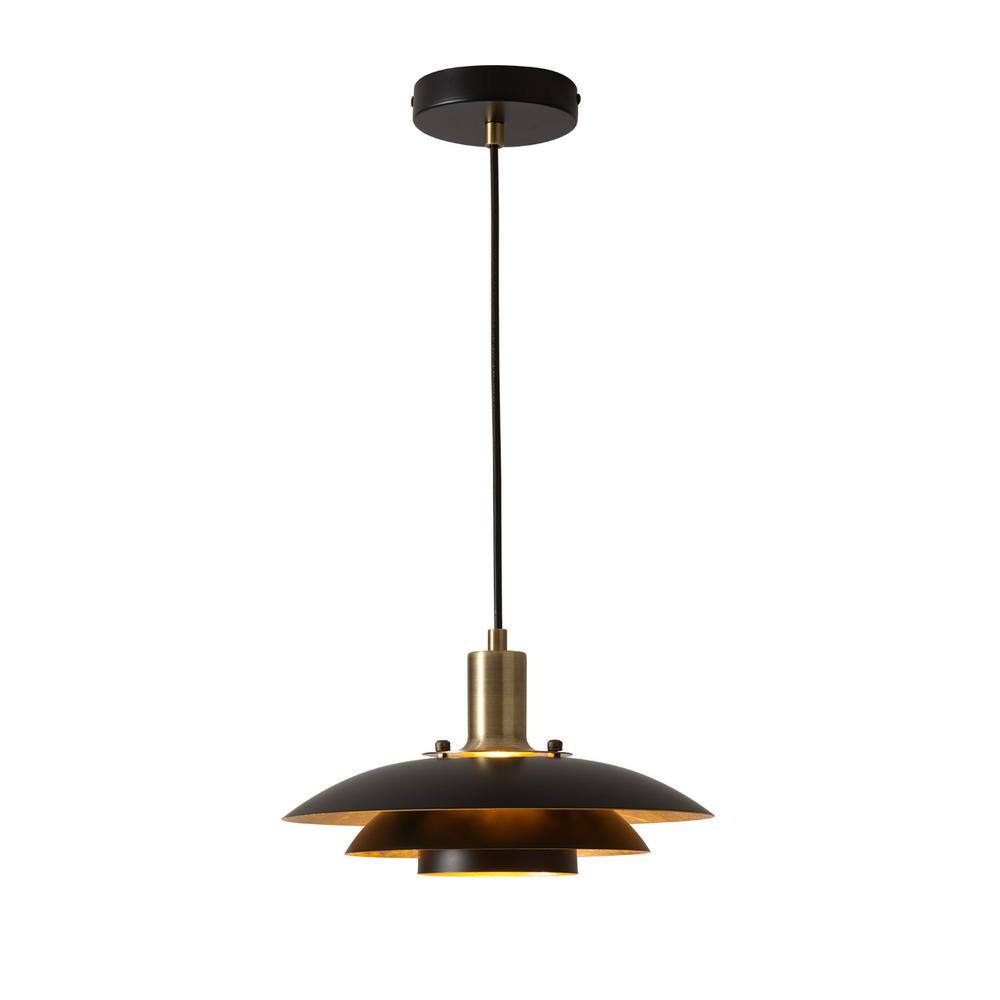 Rancho Mirage Matte Black and Brass Pendant Light