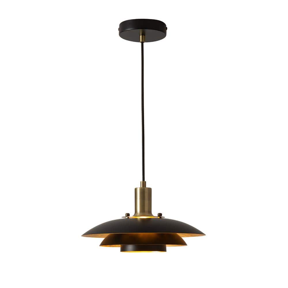 Rancho Mirage Matte Black and Brass Pendant Light