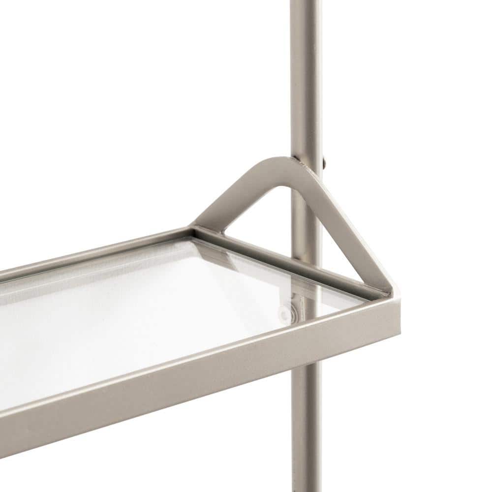 Silver Metal Three-Tier Floating Wall Shelf with Glass