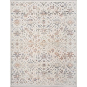 Timeless Classics Ivory Grey 9 ft. x 11 ft. Medallion Traditional Area Rug
