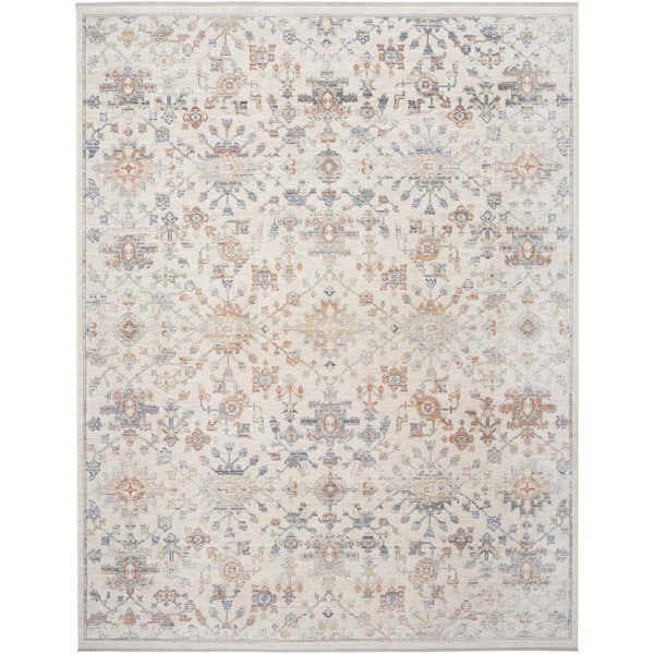 Nourison Timeless Classics Ivory Grey 9 ft. x 11 ft. Medallion Traditional Area Rug
