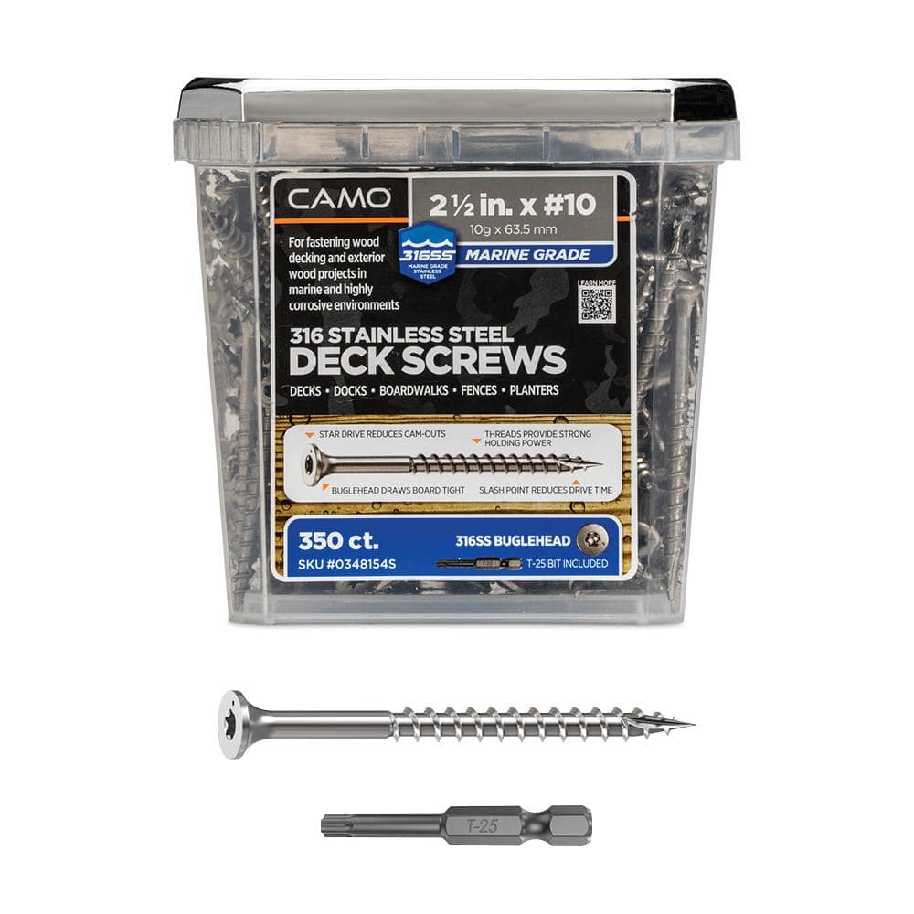 2-1/2 in. #10 316 Stainless Steel Premium Star Drive Bugle-Head Deck Screws (350-Count) price history on PriceWatchPro