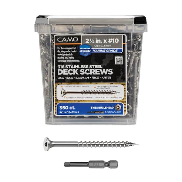 2-1/2 in. #10 316 Stainless Steel Premium Star Drive Bugle-Head Deck Screws (350-Count)