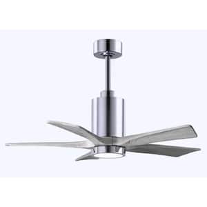Patricia 42 in. LED Indoor/Outdoor Damp Polished Chrome Ceiling Fan with Light with Remote Control and Wall Control