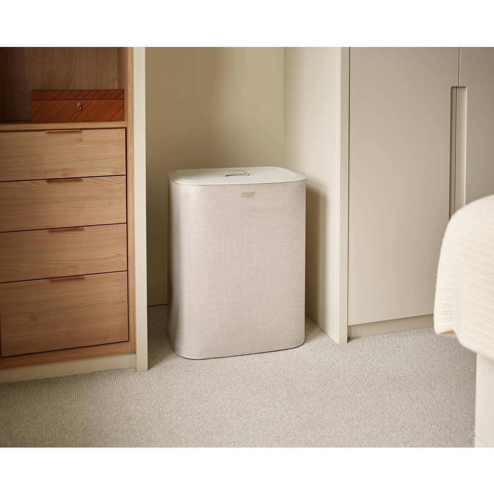 Gray Dual Compartment Laundry Hamper with Lid