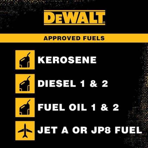 DEWALT - Heavy Duty 215,000 BTU Yellow Forced Air Kerosene Outdoor Space Heater (6,500 sq. ft. Heating Area)