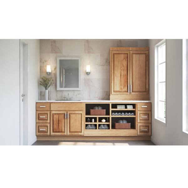 Hampton Bay Assembled 18x90x24, Natural Wood Kitchen Cabinets Home Depot