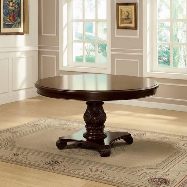Finnian Brown Wood Cherry Pedestal Base Dining Table Seats 6