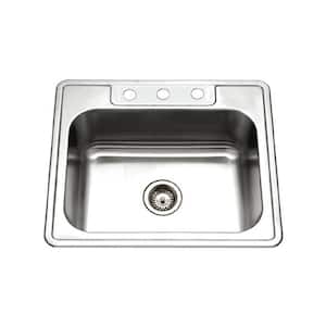 Glowtone Topmount Stainless Steel 21 in.  Single Bowl Kitchen Sink, 3-Hole, 8 in. D, 2522-8BS3-1