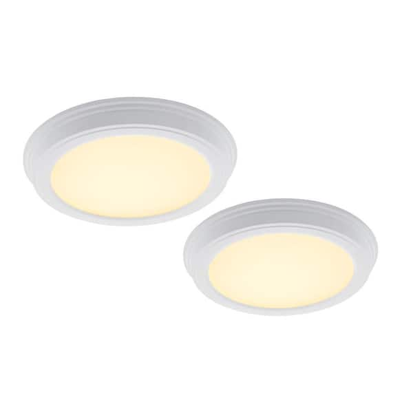 Commercial Electric 7 in. White Selectable LED Round Flush Mount