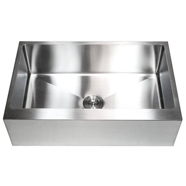 eModernDecor 33 in. x 21 in. x 10 in. 16-Gauge Stainless Steel Farmhouse Apron Flat Front Single Bowl Kitchen Sink