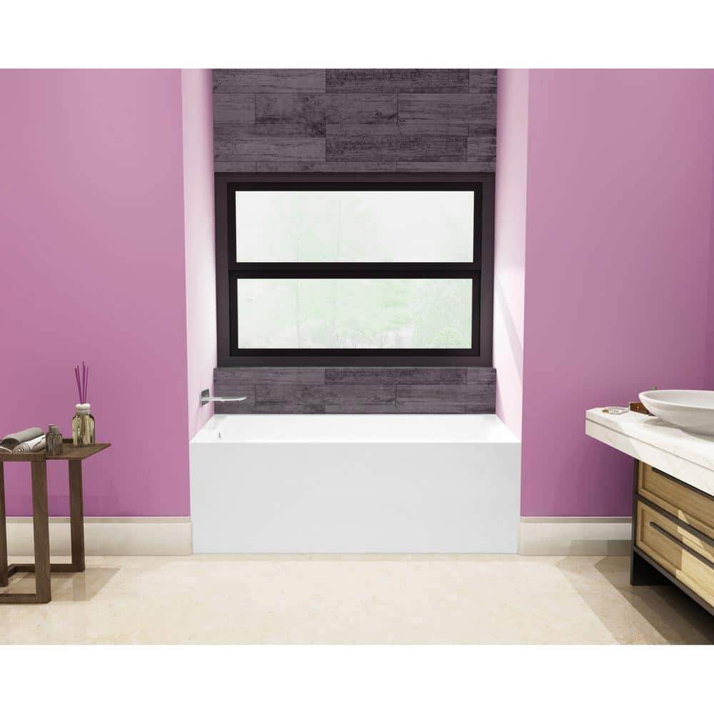 Aqua Eden 54-Inch White Acrylic Alcove Tub with Left Hand Drain