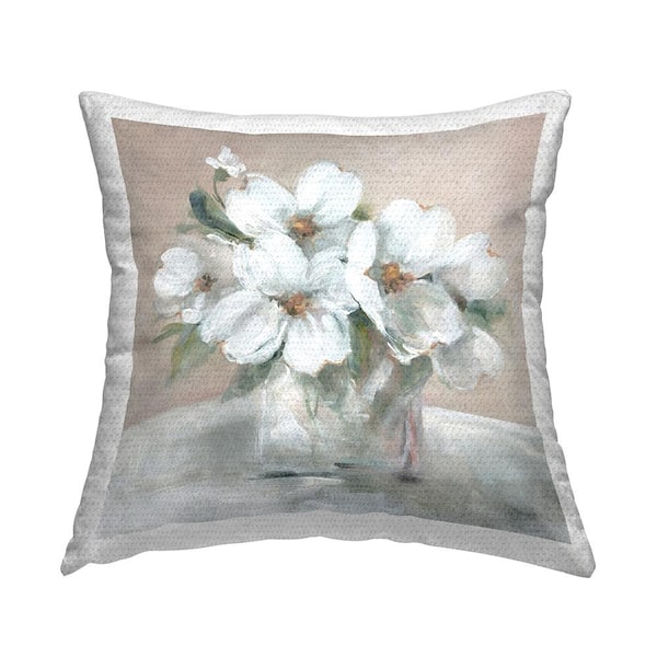 Stupell Industries Blushing Blooms Bouquet Tan Square Outdoor Throw Pillow