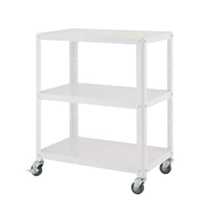 3-Tier Metal Utility Cart with Wheels in White