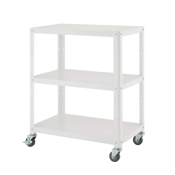 TRINITY 3-Tier Metal Utility Cart with Wheels in White
