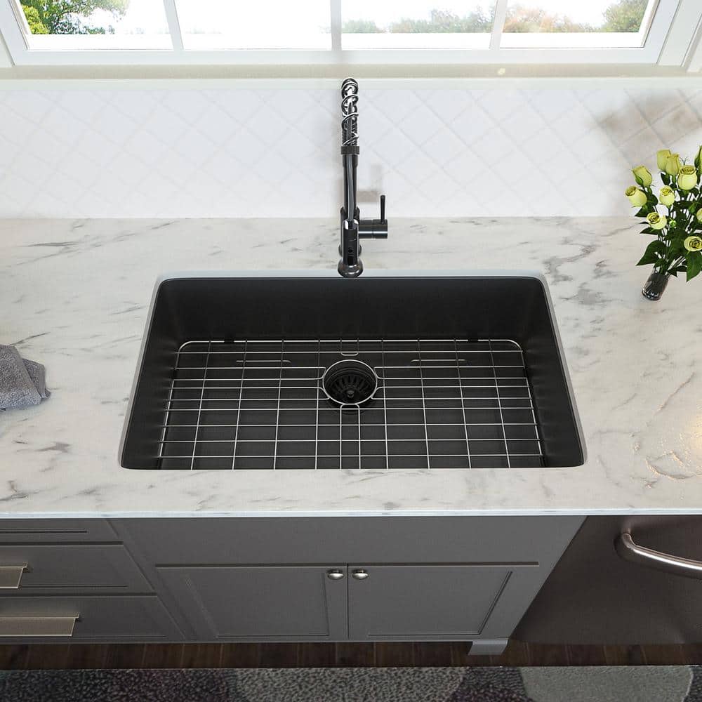 Ruvati 35-Inch Matte Black Stainless Steel Single Bowl Kitchen Sink