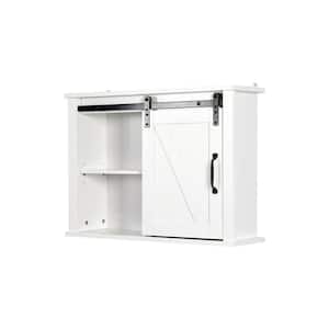 27.16 in. W x 7.80 in. D x 19.68 in. H White Bathroom Storage Wall Cabinet with 2 Adjustable Shelves