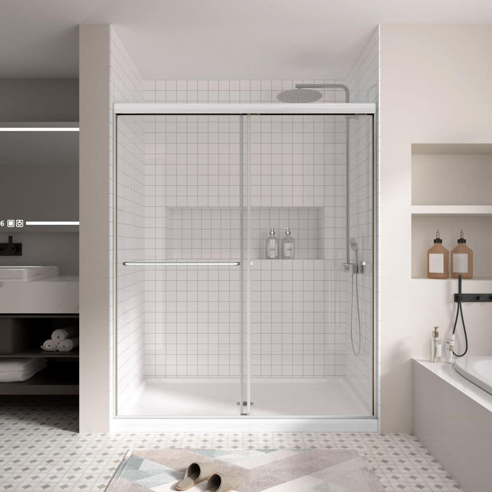ACE DECOR Double Sliding Glass Shower Door, 56-60 in. Wx72in.H 1/4