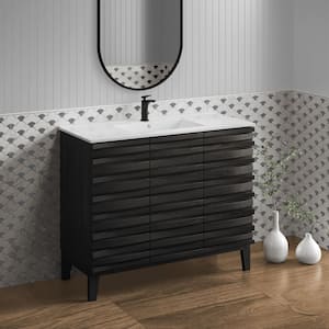Cascade 18.31 in. D x 36.13 in. W x 34.69 in. H Bathroom Vanity with Ceramic Top in Black