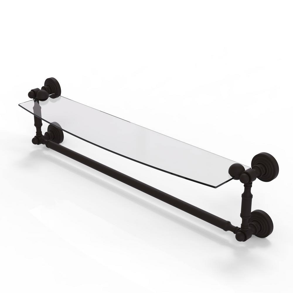 Waverly Place 24 in. W x 5 in. H x 5 in. D Glass Curved Shelf in Oil Rubbed Bronze with Integrated Towel Bar price history on PriceWatchPro