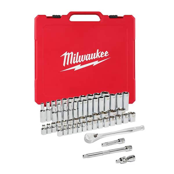 Milwaukee - 3/8 in. Drive SAE/Metric Ratchet and Socket Mechanics Tool Set (56-Piece)