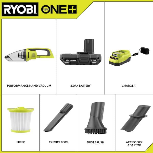 ONE+ 18V Cordless Performance Hand Vacuum Kit with 2.0 Ah Battery and Charger