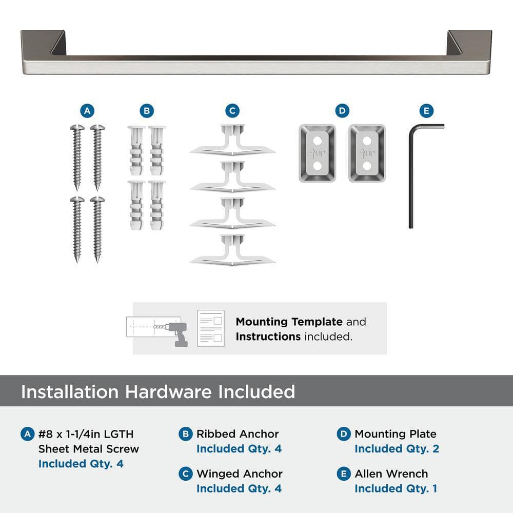 Brushed Nickel 18-Inch Wall Mounted Towel Bar