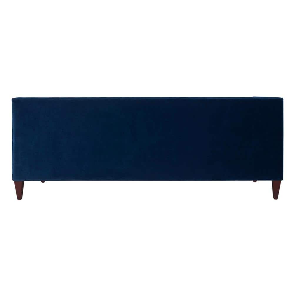 Elegant Navy Blue Velvet Chesterfield Sofa with Tufted Accents