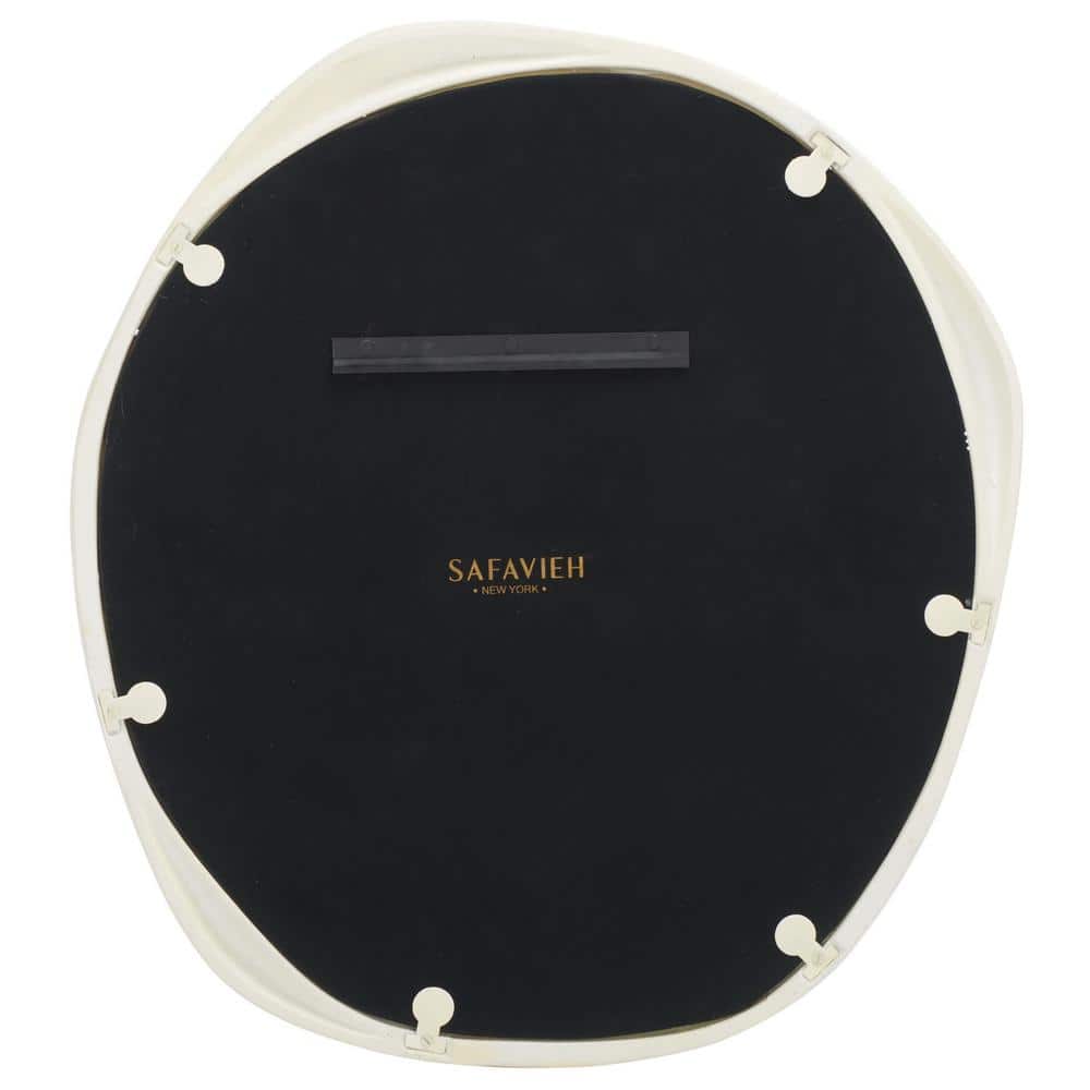 Playful Ivory Organic Border 29" Round Wood Frame Mirror