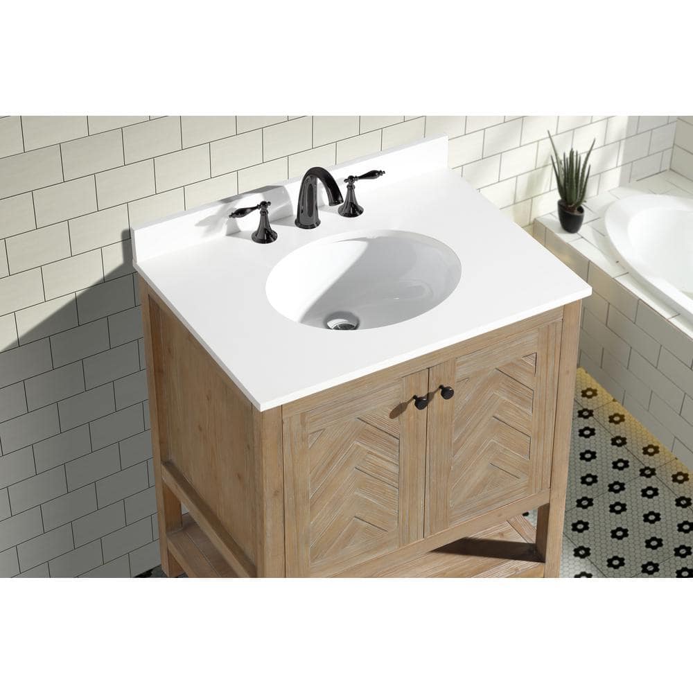 Savannah 30'' Weathered Fir Single Bathroom Vanity with Quartz Top