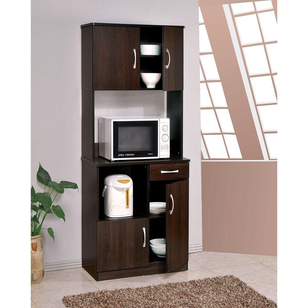 Aoibox Espresso Freestanding Kitchen Pantry Cupboard, Wood Cupboard