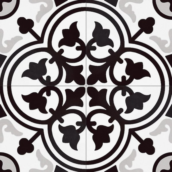 Bliss Gothic White/Gray/Black 8 in. x 8 in. Porcelain Matte European Floor and Wall Tile Sample