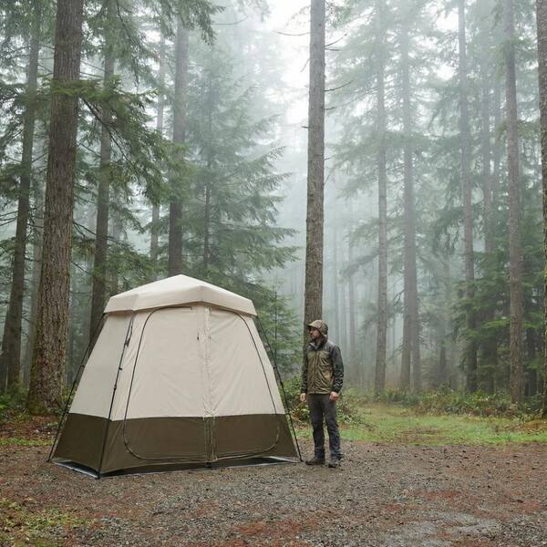 2-Room Foldable Privacy Tent with Ground Stakes, Ropes, Carry Bag