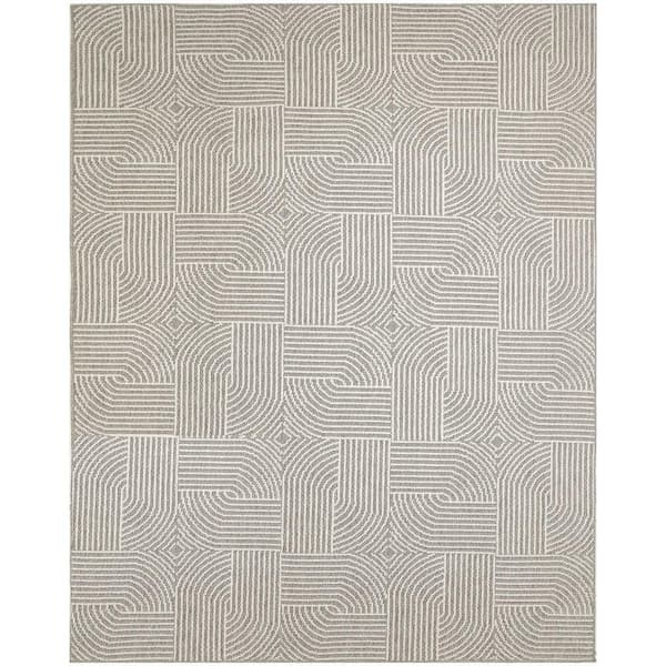 Nourison Textured Home Grey Ivory 8 ft. x 10 ft. Geometric Contemporary Area Rug