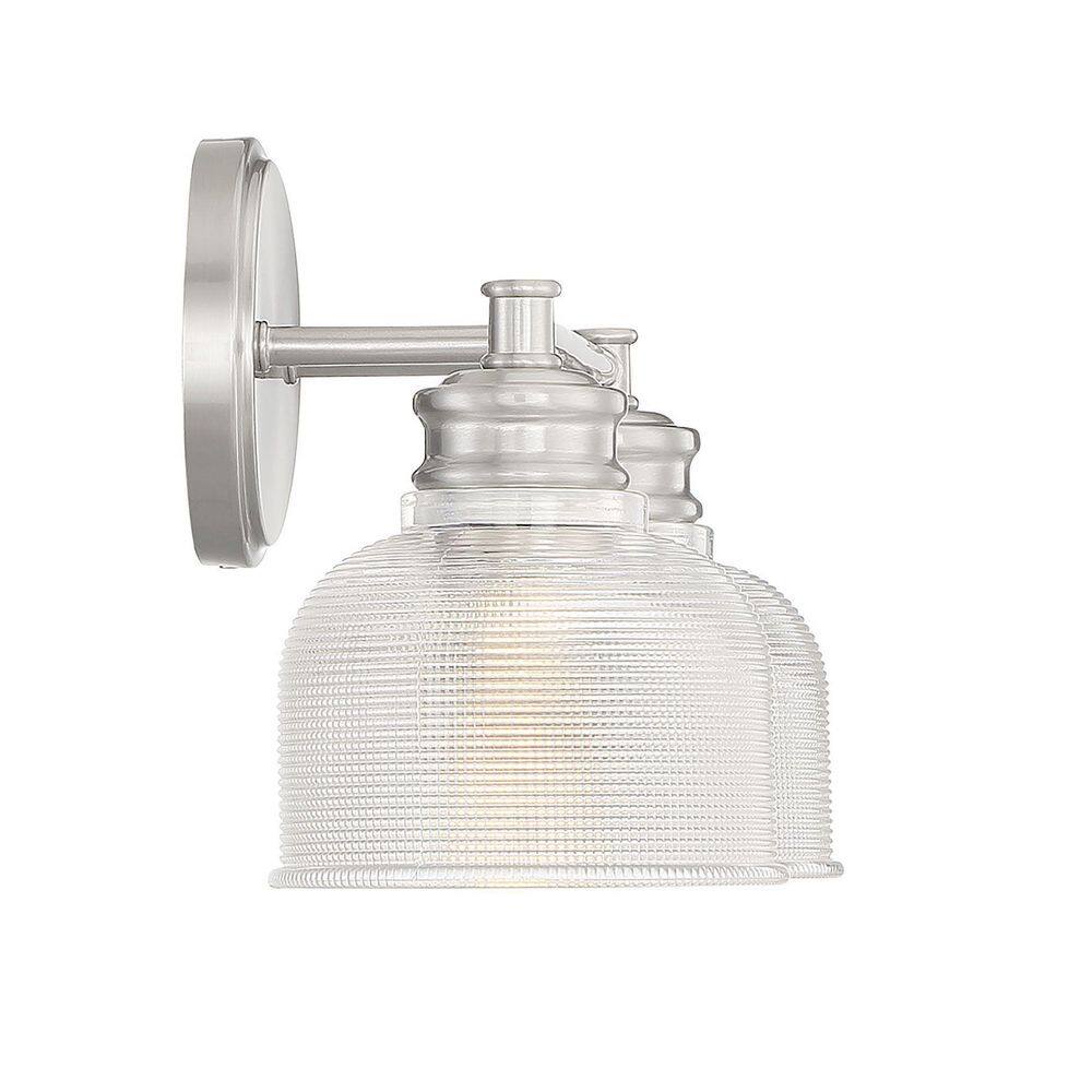 Brushed Nickel 2-Light Dimmable Vanity Fixture with Glass Shades