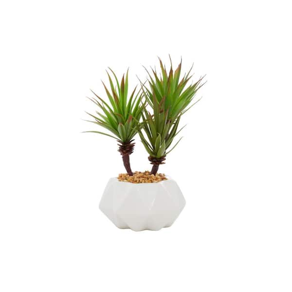 Litton Lane 11 in. H Agave Artificial Plant with Realistic Leaves and White Ceramic Pot