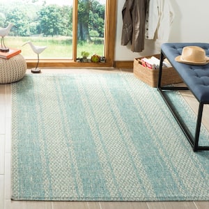  SAFAVIEH Courtyard Collection Area Rug - 8' x 11', Aqua & Grey,  Non-Shedding & Easy Care, Indoor/Outdoor & Washable-Ideal for Patio,  Backyard, Mudroom (CY8521-37121) : Home & Kitchen