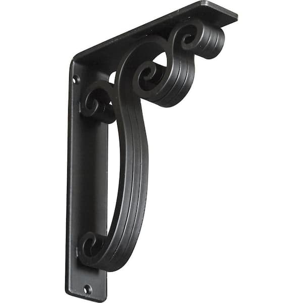Ekena Millwork 2 in. x 10 in. x 7-1/2 in. Wrought Iron Triple Center Brace Avery Bracket
