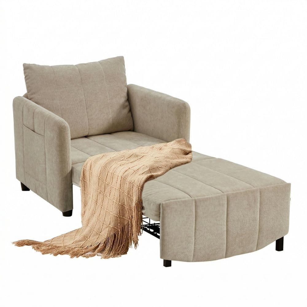 32.5 in. Cotton and Linen Light Brown Twin Size Sofa Bed for Living Room and Small Space price history on PriceWatchPro