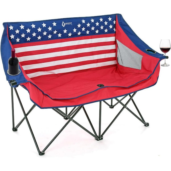 KKS0323U American Flag Portable Duo Camping Chair
