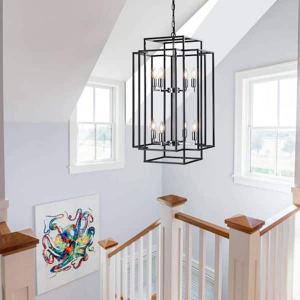 Sunpez 18 in. W 8-Lights Industrial Farmhouse Tiered Chandelier