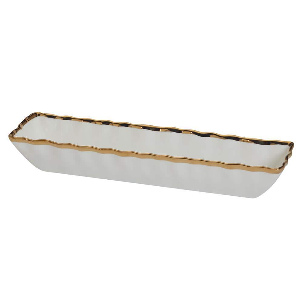 Regency Gold Trim White Porcelain Cracker Tray