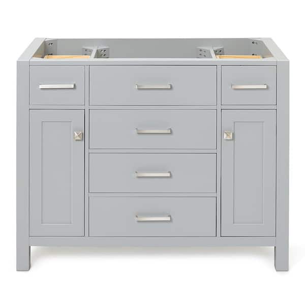 ARIEL Bristol 42 in. W x 21.5 in. D x 34.5 in. H Freestanding Bath Vanity Cabinet without Top in Grey