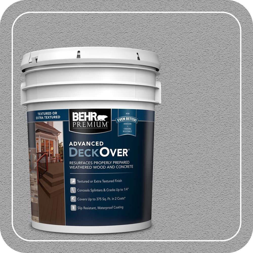BEHR Premium Advanced DeckOver 5 gal. #SC-365 Cape Cod Gray Textured Solid  Color Exterior Wood and Concrete Coating 500505 - The Home Depot, image size:1000x1000